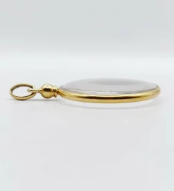 Pendentif porte photo antique or jaune 18k de forme ronde (circa 1900) art nouveau