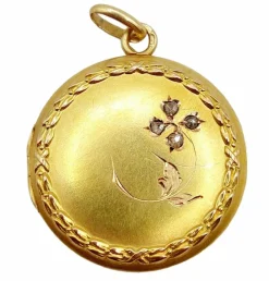 Pendentif porte photo Art Nouveau or jaune, diamants (circa 1910)