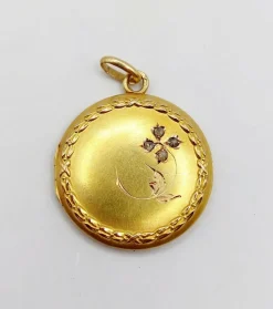 Pendentif porte photo Art Nouveau or jaune, diamants (circa 1910)