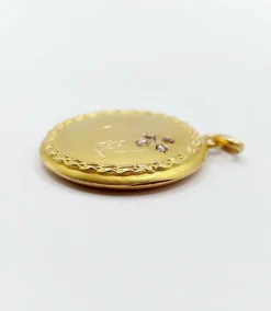 Pendentif porte photo Art Nouveau or jaune, diamants (circa 1910)