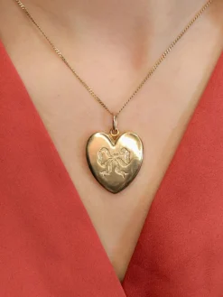 Pendentif porte photo coeur Art Nouveau or jaune diamants taille rose