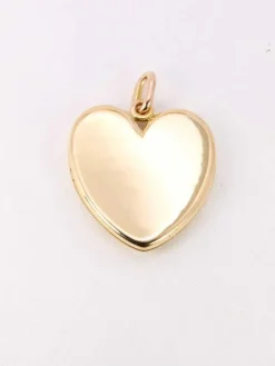 Pendentif porte photo coeur Art Nouveau or jaune diamants taille rose