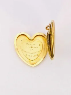 Pendentif porte photo coeur Art Nouveau or jaune diamants taille rose
