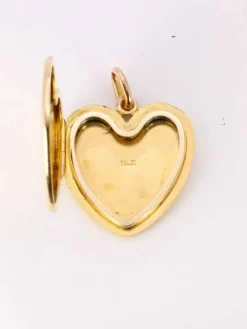 Pendentif porte photo coeur Art Nouveau or jaune diamants taille rose