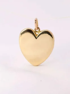 Pendentif porte photo coeur Art Nouveau or jaune diamants taille rose