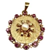Pendentif porte photo perle et pierres rouges