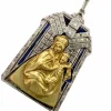 PENDENTIF RELIGIEUX ART DÉCO en PLATINE et OR 18 KT avec DIAMANTS et SAPHIR