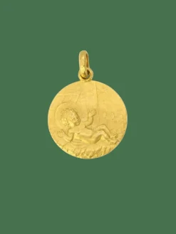 Pendentif religieux vintage Jésus nouveau né or jaune