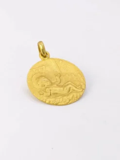 Pendentif religieux vintage Jésus nouveau né or jaune
