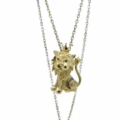 Pendentif Roi Lion Or jaune Rubis