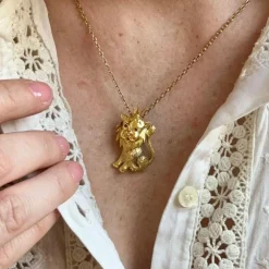 Pendentif Roi Lion Or jaune Rubis