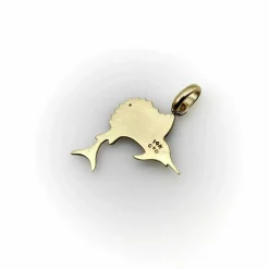 Pendentif rétro en forme d'espadon émaillé en or jaune