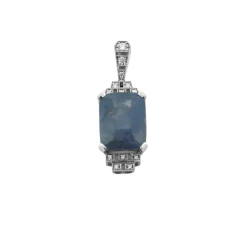 Pendentif Saphir Ceylan non chauffé Diamants