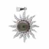 Pendentif soleil en or blanc avec perle de Tahiti et diamants