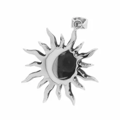 Pendentif soleil en or blanc avec perle de Tahiti et diamants