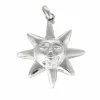 Pendentif soleil en or gris
