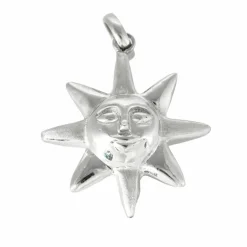 Pendentif soleil en or gris