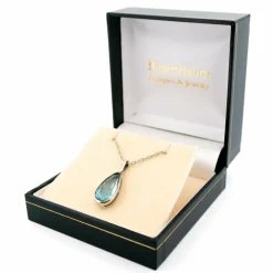 Pendentif solitaire en platine 18 carats et aigue-marine