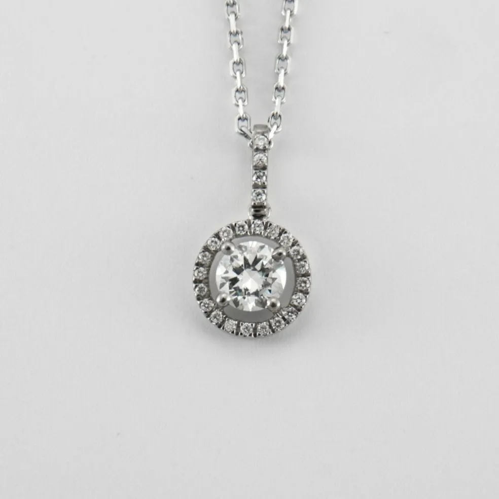 Pendentif sur Chaine Diamant Or Blanc