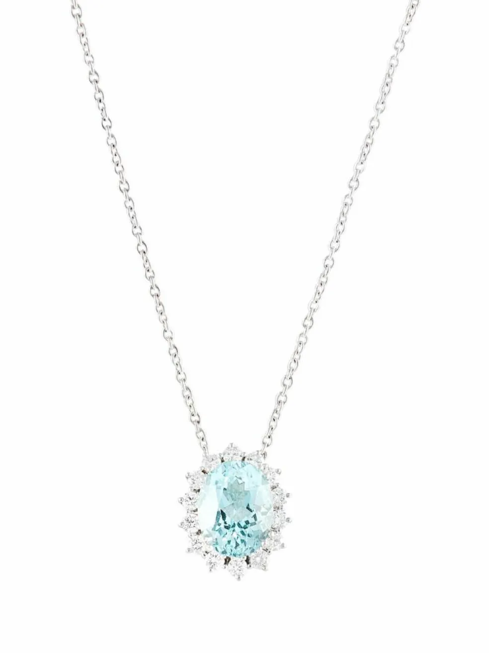 Pendentif sur chaîne Aigue-marine Diamants
