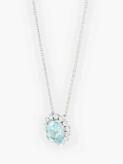 Pendentif sur chaîne Aigue-marine Diamants