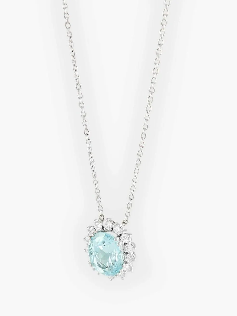 Pendentif sur chaîne Aigue-marine Diamants