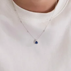 Pendentif sur chaîne Saphir Diamants