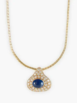 Pendentif sur chaîne Saphir et Diamants