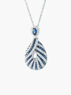 Pendentif sur chaîne Saphirs et Diamants