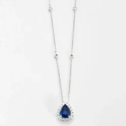 Pendentif sur chaîne Saphir Diamants