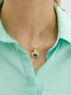 Pendentif sur chaîne Saphir et Diamants