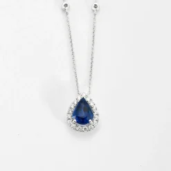 Pendentif sur chaîne Saphir Diamants
