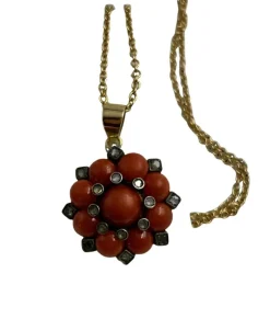 Pendentif étoile corail et diamant