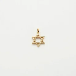 Pendentif étoile de David or jaune 18 carats sertie de diamants naturels