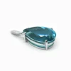 Pendentif Topaze bleue et or blanc