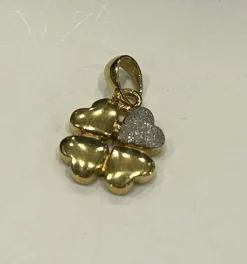 Pendentif Trèfle à 4 Coeurs 2 ors