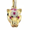 Pendentif tête de panthère, Or jaune 18 carat, serti de Rubis et de diamants