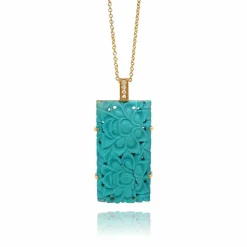 Pendentif Upcyclé Or Fairmined Turquoise et diamants