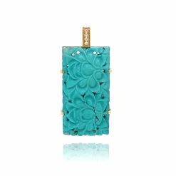 Pendentif Upcyclé Or Fairmined Turquoise et diamants