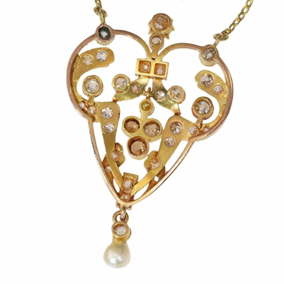 Pendentif victorien avec diamants fantaisie rares