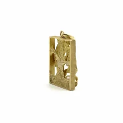 Pendentif vintage Adam et Ève en or 14 carats avec rubis et perle