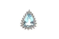 Pendentif vintage aigue-marine et diamants