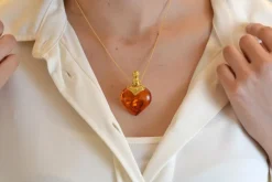 Pendentif vintage ambre et or 21k