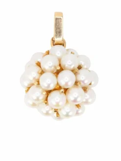 Pendentif vintage boule de perles or jaune