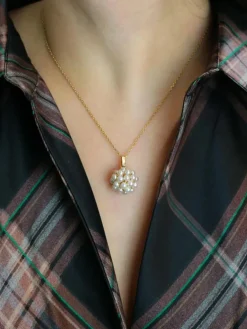Pendentif vintage boule de perles or jaune