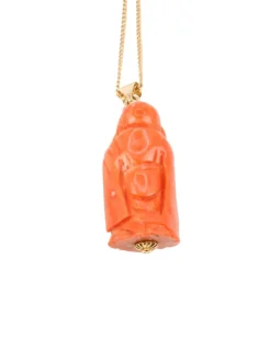 Pendentif vintage Lao Tseu corail orange