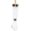 Pendentif vintage Main de Figa or cristal de roche et lapis-lazuli