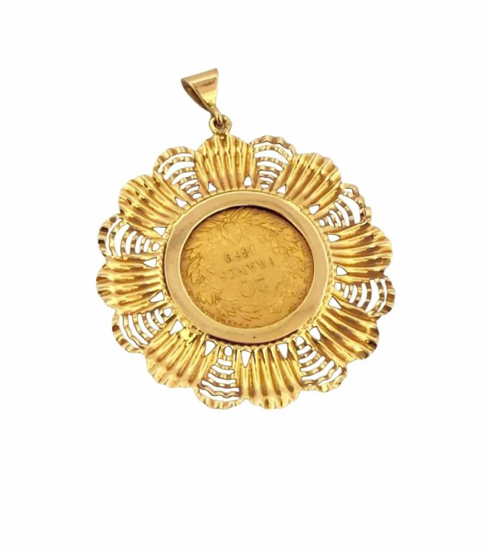 Pendentif vintage or 18 carats et pièce de 20 Francs Napoléon