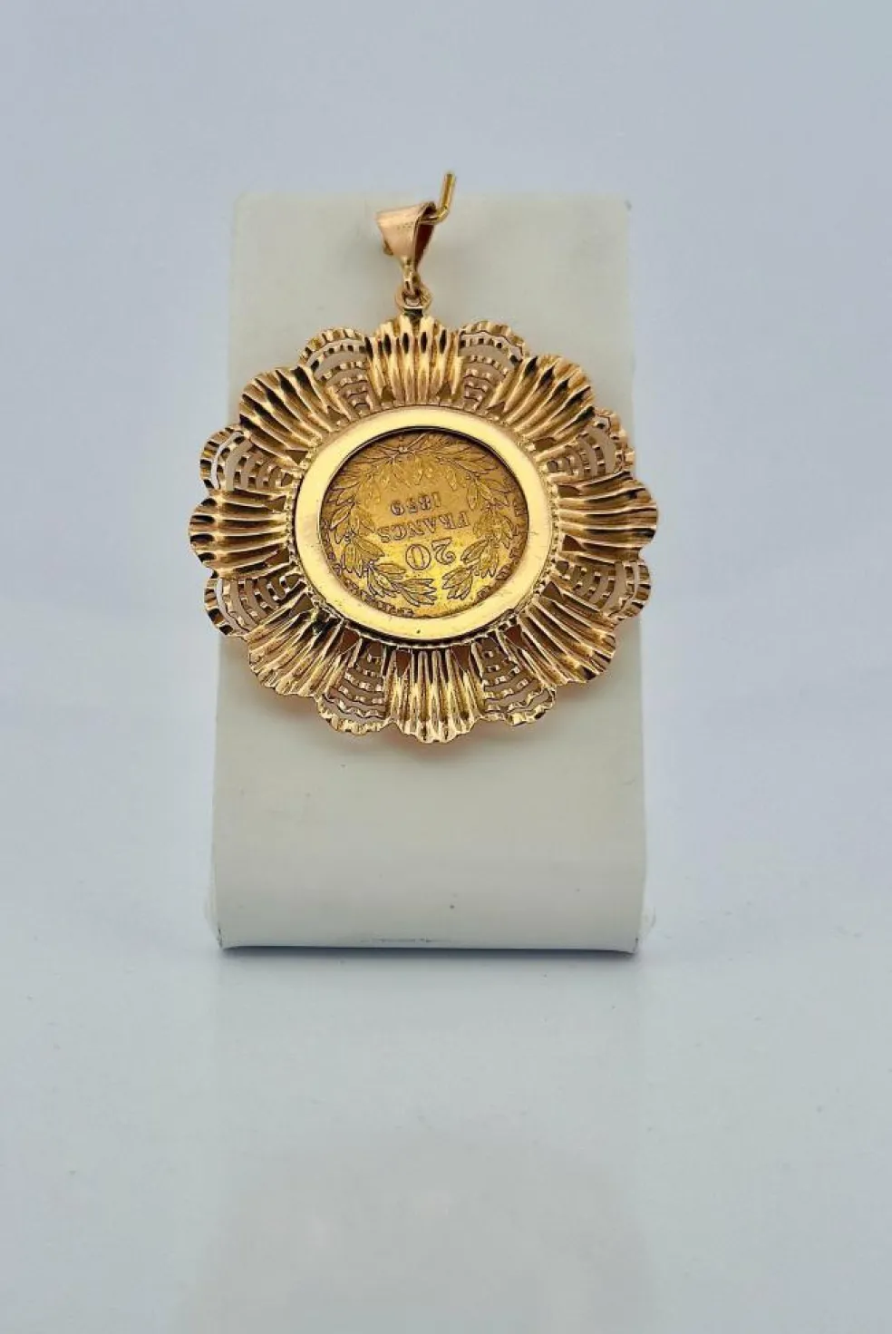 Pendentif vintage or 18 carats et pièce de 20 Francs Napoléon