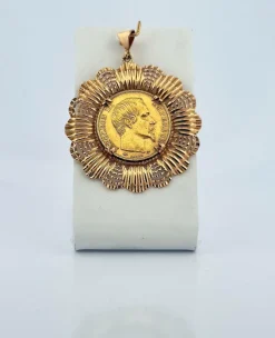 Pendentif vintage or 18 carats et pièce de 20 Francs Napoléon